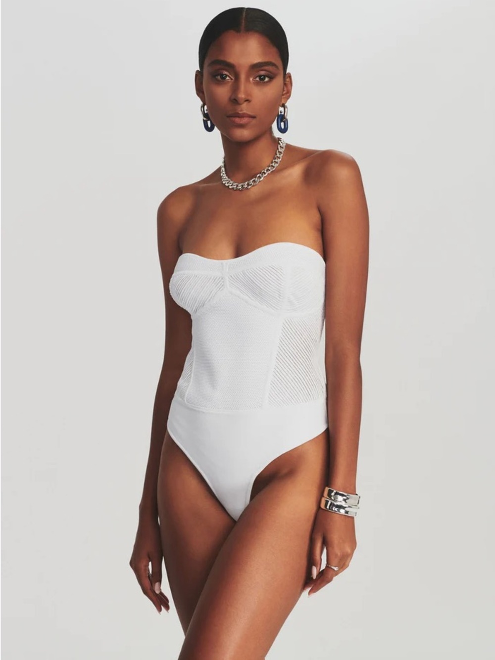 Retrofete Lena White Strapless Bustier Bodysuit - Picture 3 of 6